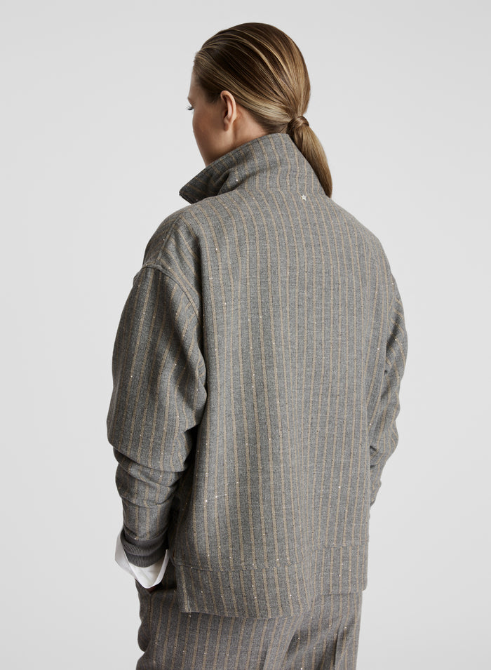 BOMBER IN LANA E COTONE GESSATO