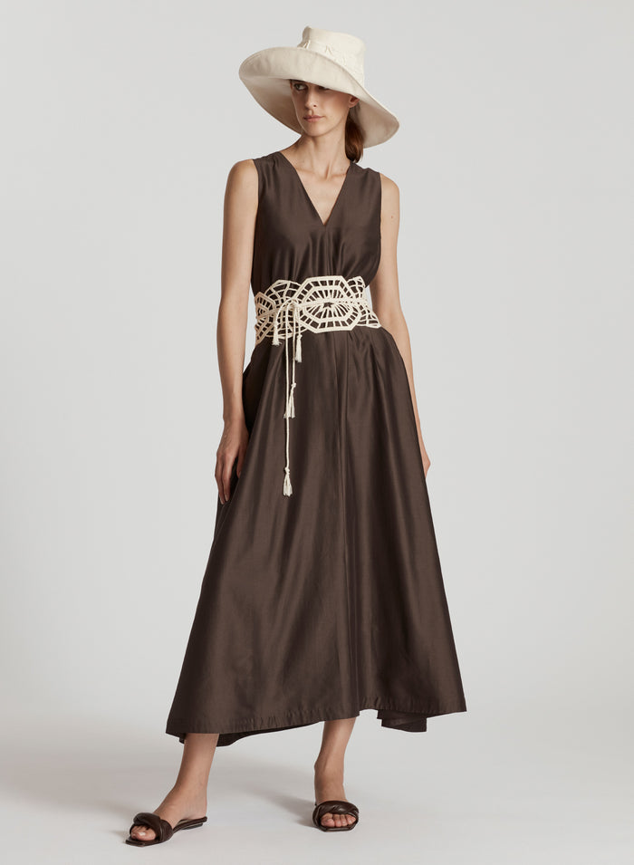 COTTON AND SILK MAXI DRESS