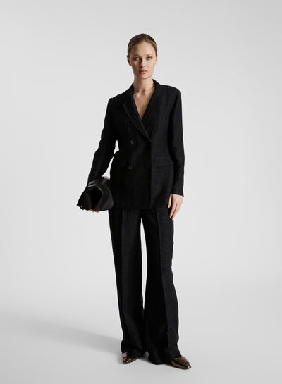 JACQUARD WOOL AND SILK TAILORED PANTS