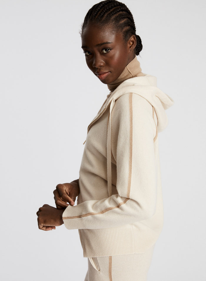 FELPA IN LANA, SETA E CASHMERE CON CAPPUCCIO