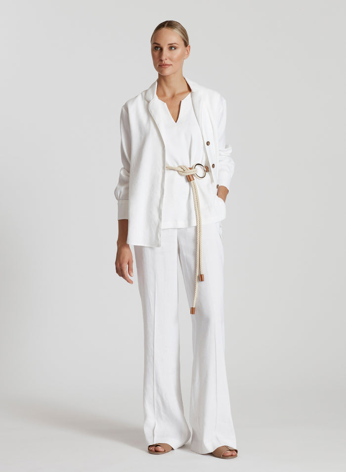 LINEN AND STRETCH VISCOSE TOP