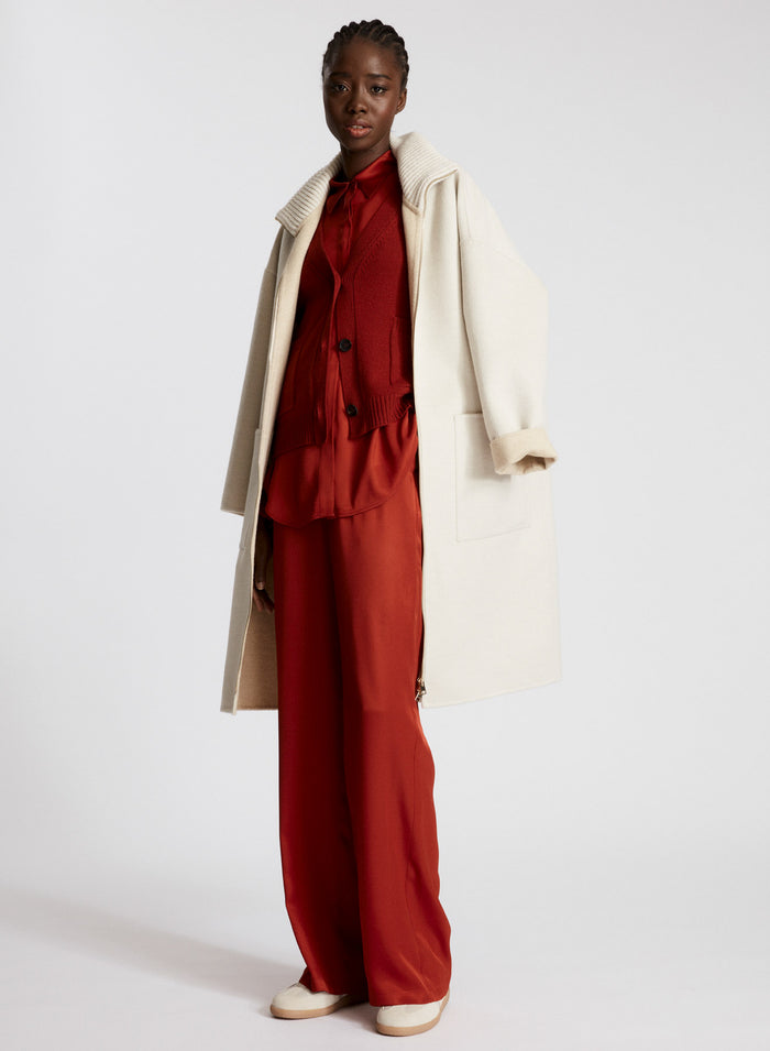 PANTALONE PALAZZO IN TWILL DI SETA
