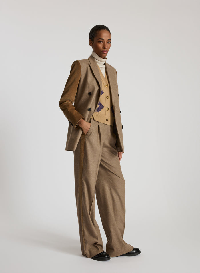 STRETCH FLANNEL DOUBLE-BREASTED JACKET WITH BELT