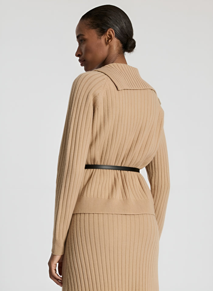 WOOL, CASHMERE AND SILK SWEATSHIRT WITH ASYMMETRIC CLOSURE