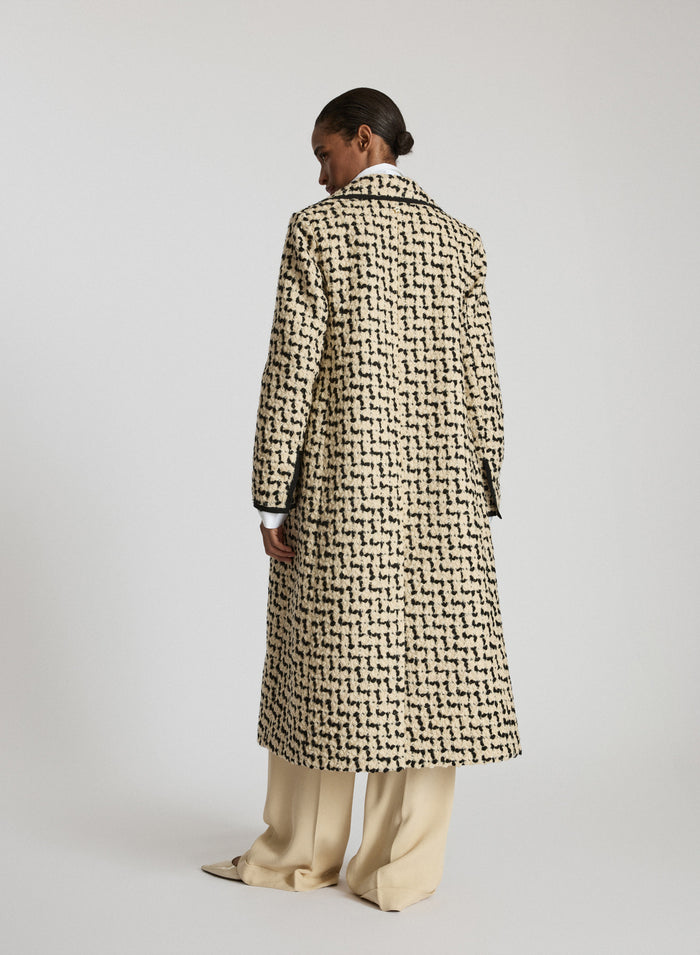 WOOL AND COTTON TEXUTURED LONG COAT