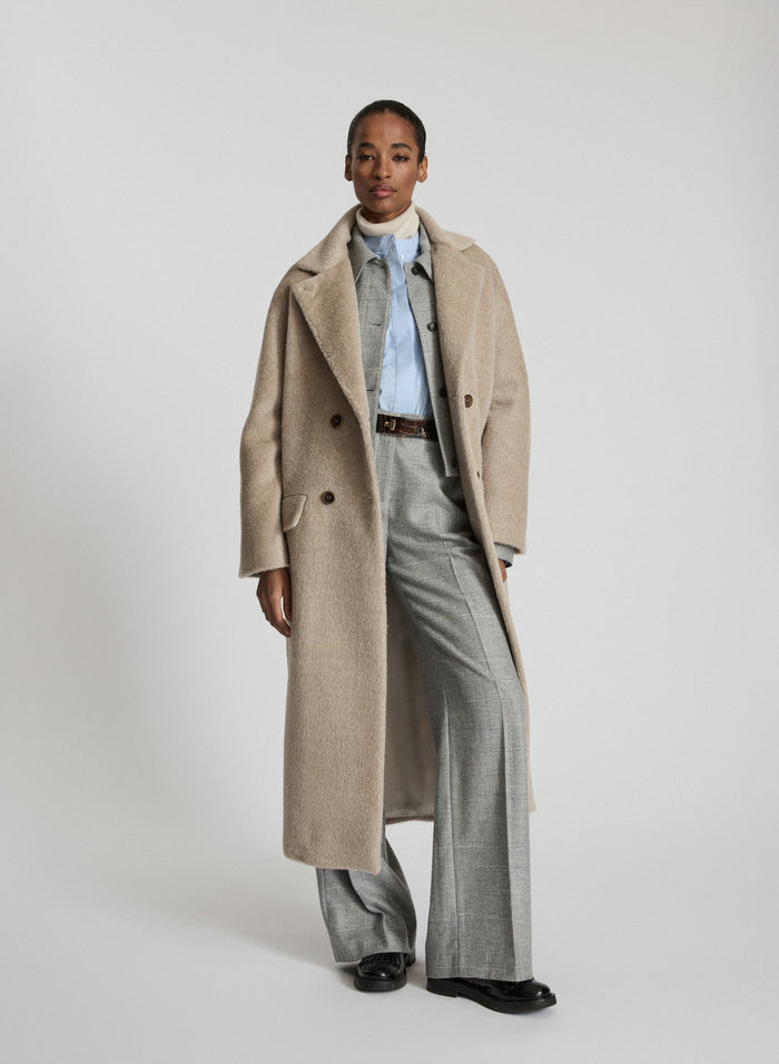 WOOL AND ALPACA LONG TEDDY COAT