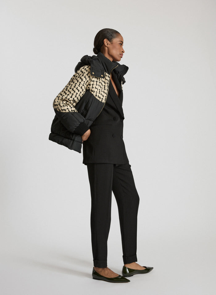 NYLON PADDED JACKET WITH TEXUTURED INSERT