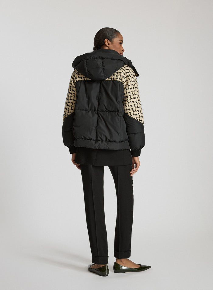 NYLON PADDED JACKET WITH TEXUTURED INSERT