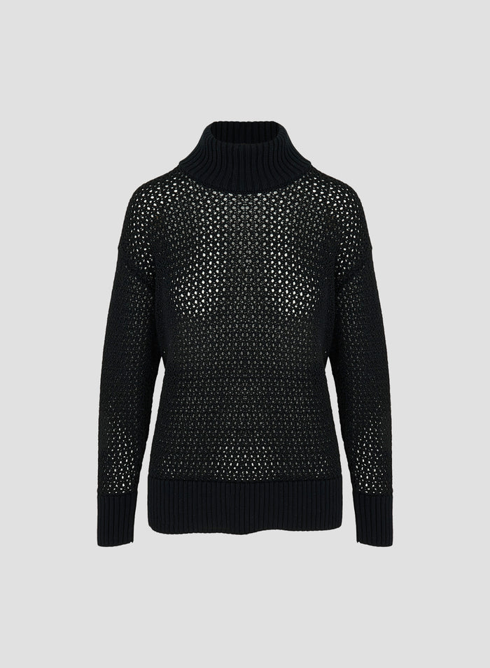 MESH KNIT TURTLENECK SWEATER