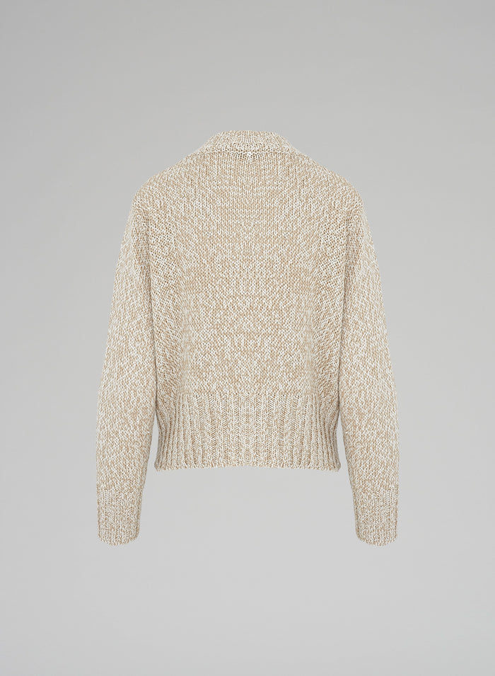 COTTON SWEATER WITH INTARSIA