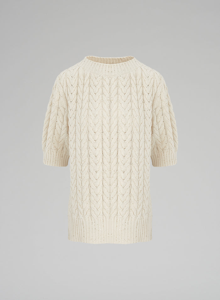 CABLE KNIT COTTON SWEATER