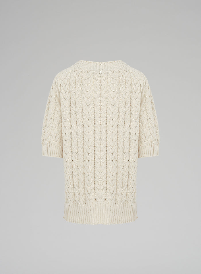 CABLE KNIT COTTON SWEATER