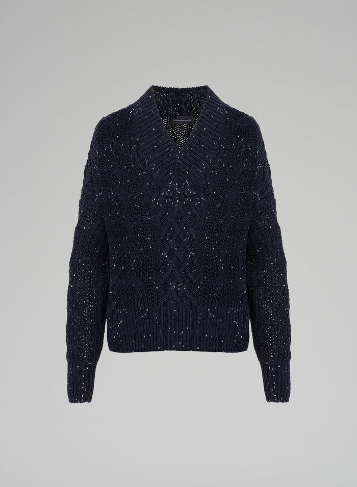COTTON SWEATER WITH SEQUINS