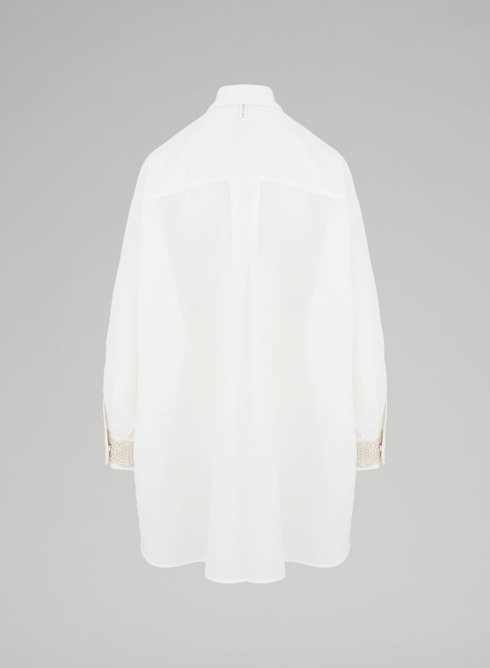 COTTON AND SILK MAXI SHIRT WITH EMBROIDERY