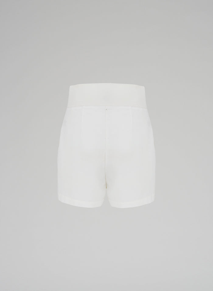 COTTON AND SILK SHORTS WITH EMBROIDERY