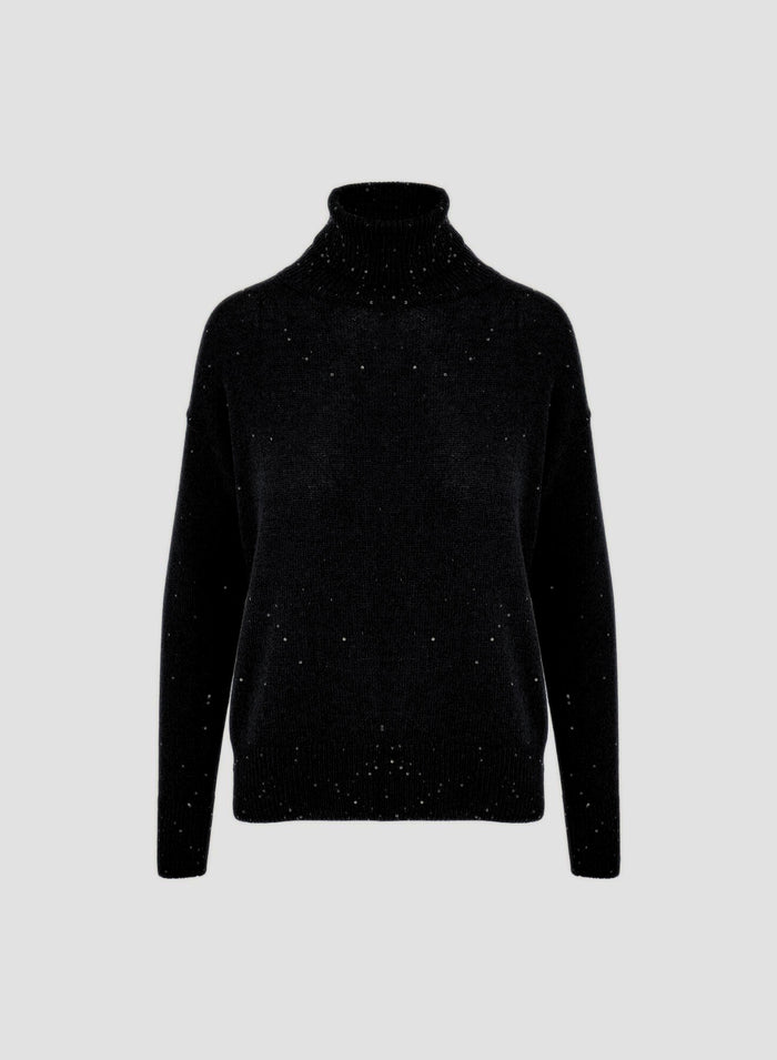 WOOL, CASHMERE AND SILK TURTLENECK SWEATER WITH SEQUINS