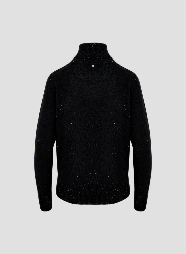WOOL, CASHMERE AND SILK TURTLENECK SWEATER WITH SEQUINS