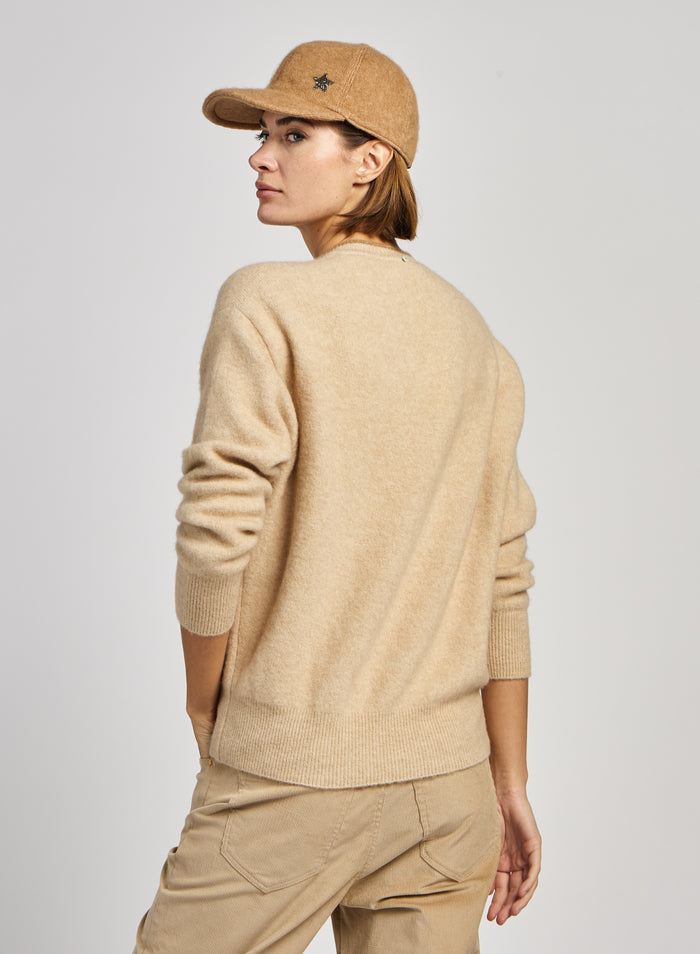 CAMEL AND SILK V-NECK