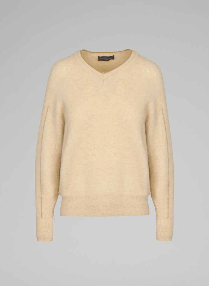 CAMEL AND SILK V-NECK