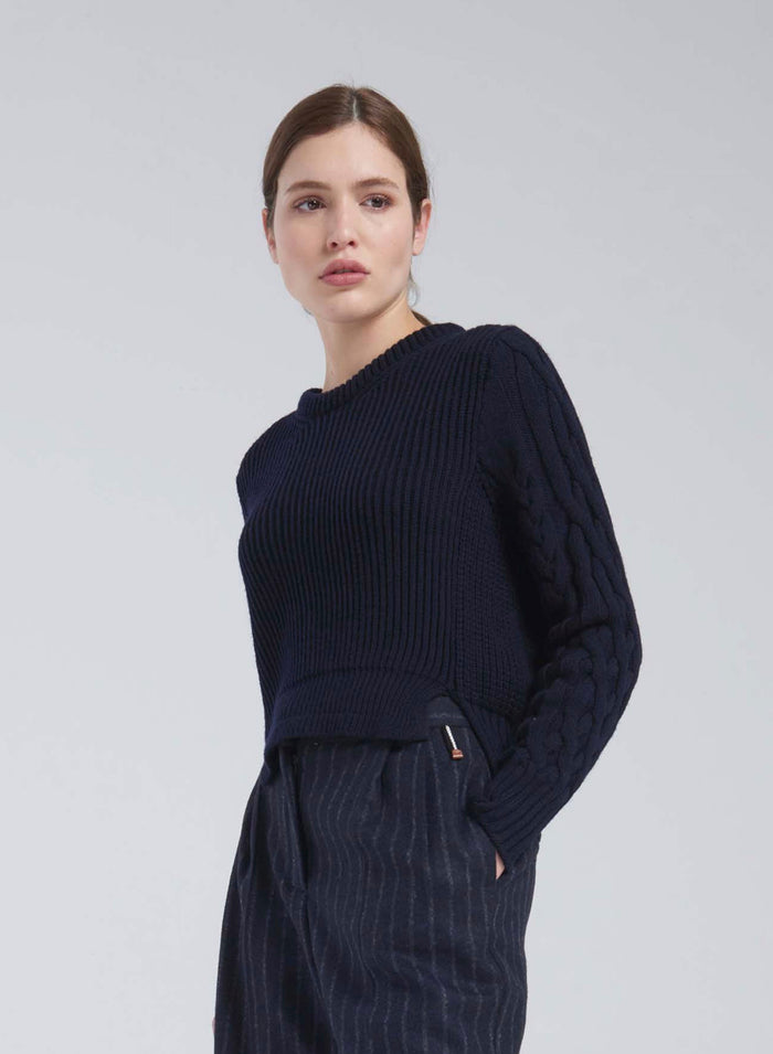 CABLE KNIT WOOL SWEATER