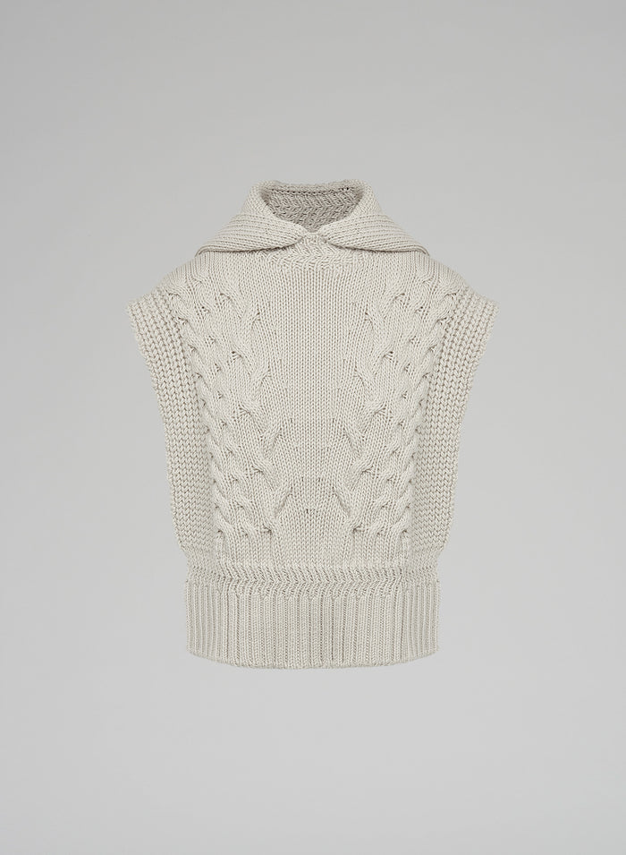 Lorena Antoniazzi GILET IN MAGLIA A TRECCIA SCOLPITA