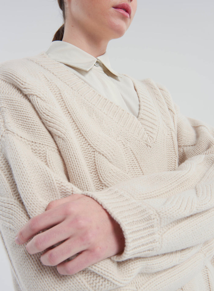 WOOL, CASHMERE AND SILK SWEATER