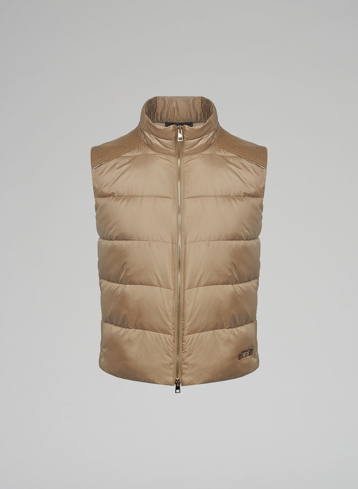 NYLON AND KNIT PADDED VEST