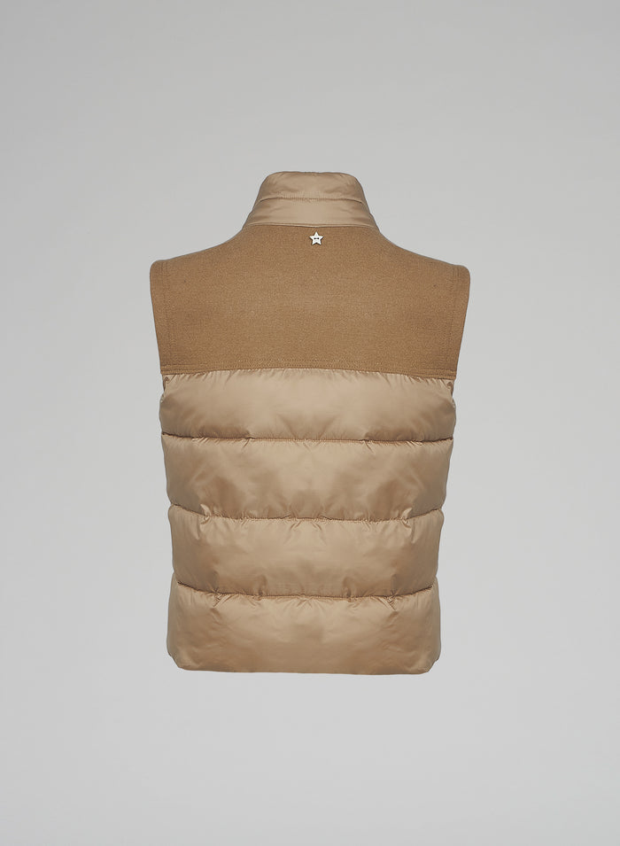 NYLON AND KNIT PADDED VEST