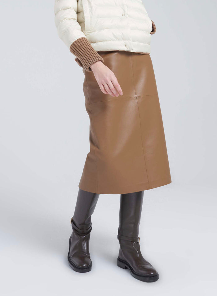 NAPPA LEATHER MIDI SKIRT