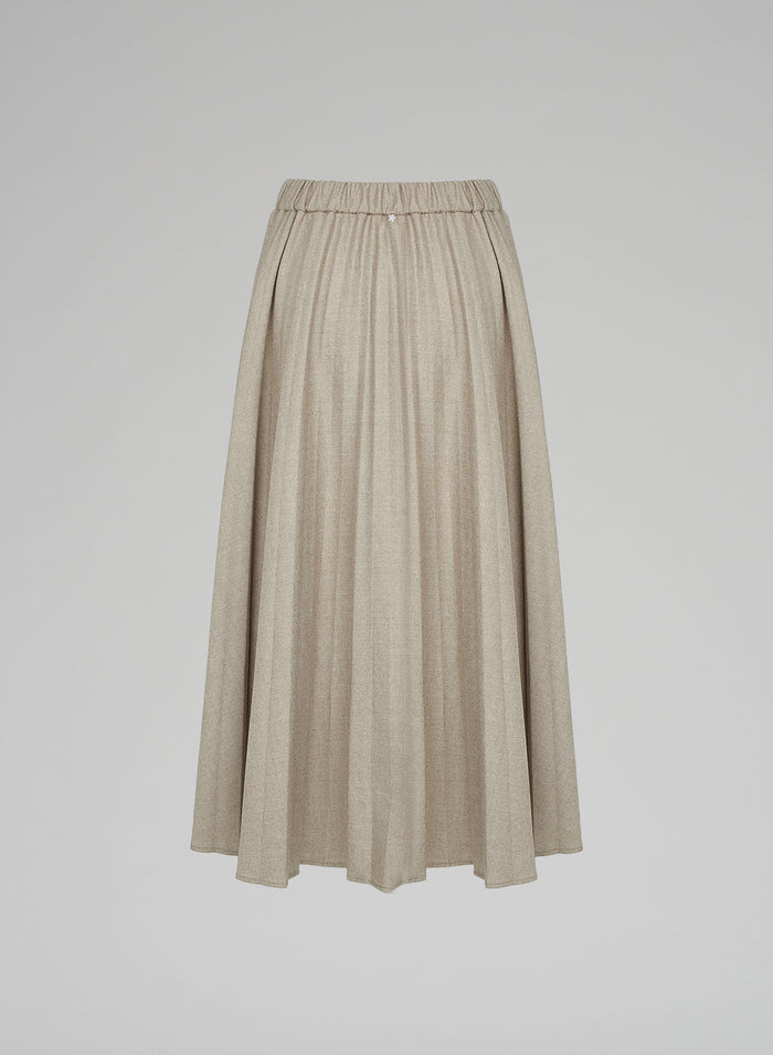 PLISSÉ FLANNEL MIDI SKIRT