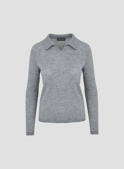 CASHMERE AND SILK POLO SWEATER WITH LUREX DETAIL