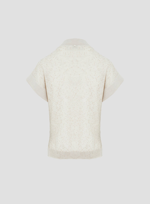 WOOL KNIT VEST WITH SEQUINS