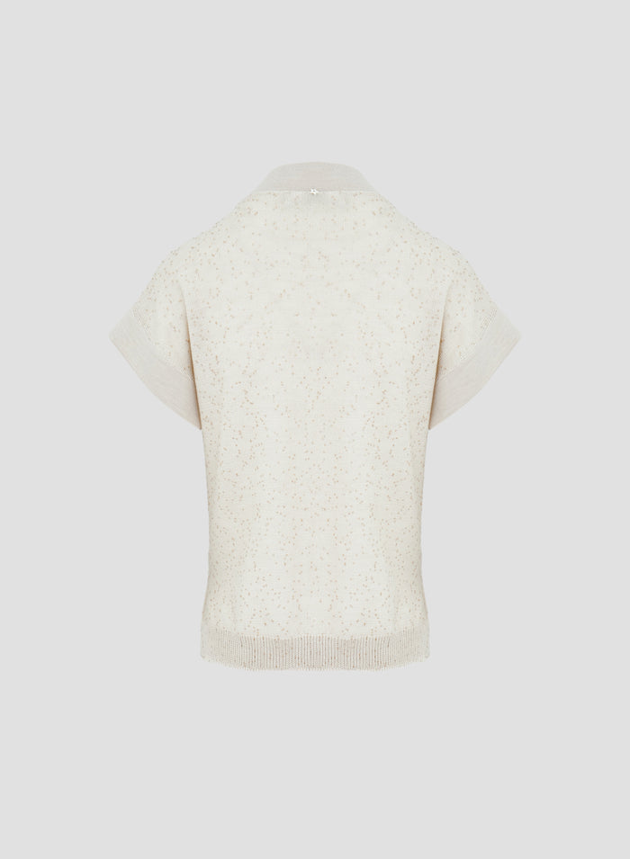 WOOL KNIT VEST WITH SEQUINS