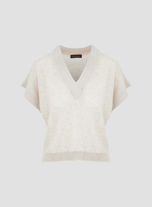 WOOL KNIT VEST WITH SEQUINS