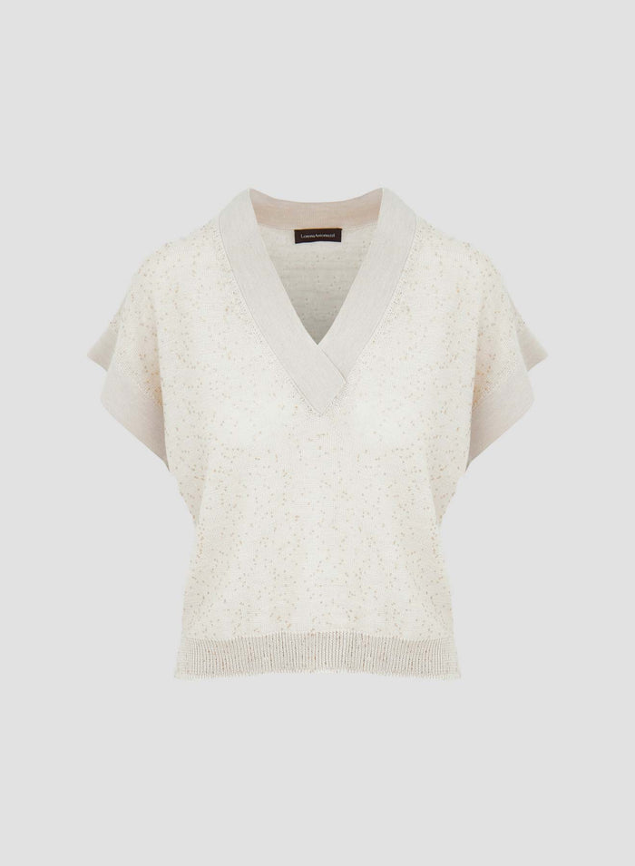 WOOL KNIT VEST WITH SEQUINS