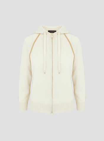 FELPA IN LANA, SETA E CASHMERE CON CAPPUCCIO