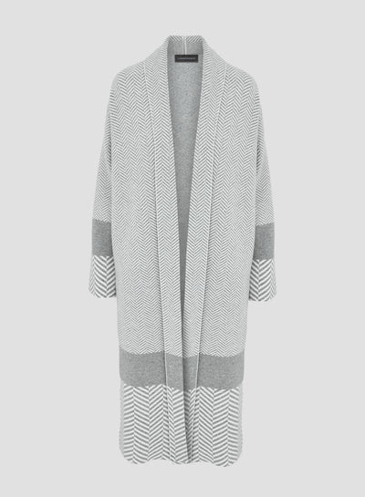 WOOL, CASHMERE AND SILK JACQUARD RESCA MAXI CARDIGAN