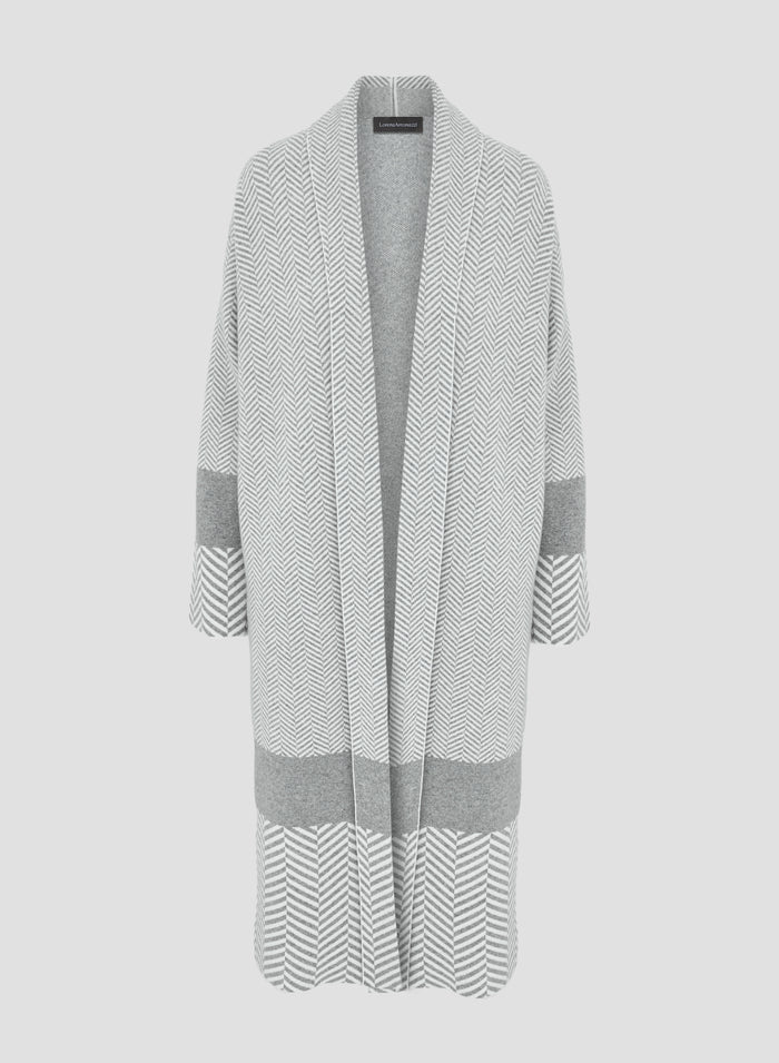 WOOL, CASHMERE AND SILK JACQUARD RESCA MAXI CARDIGAN