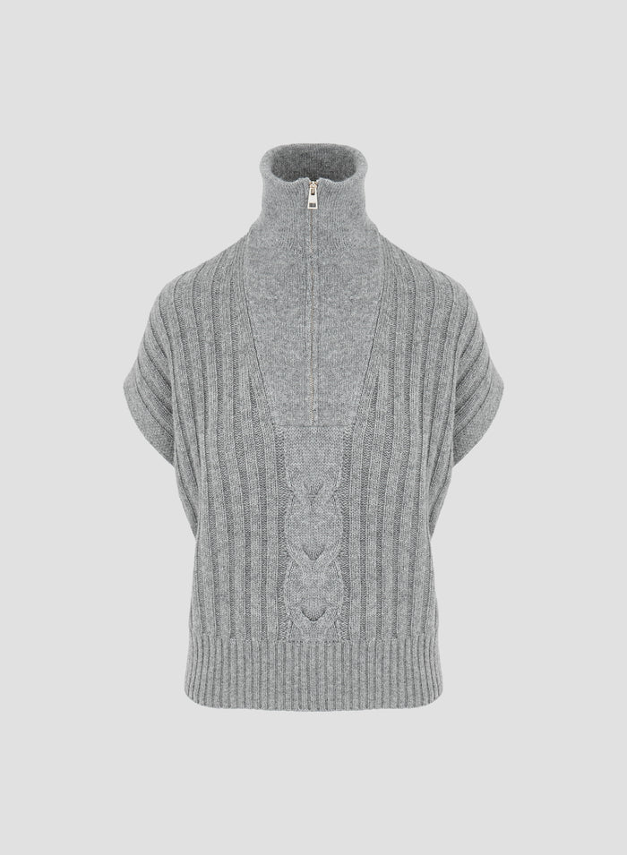 GILET A TRECCIA IN LANA, SETA CASHMERE