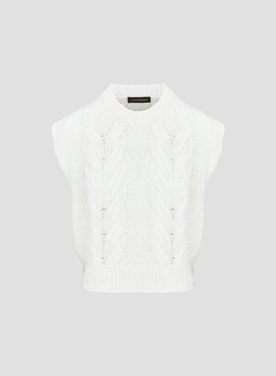 WOOL, CASHMERE AND SILK VEST WITH ICONIC SCULPTED BRAID