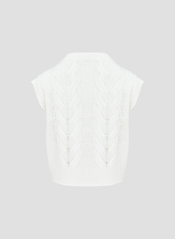 GILET IN LANA, CASHMERE E SETA CON TRECCIA ICONICA SCOLPITA