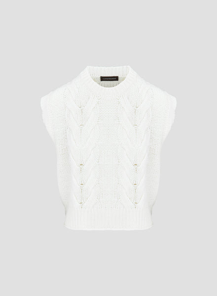 WOOL, CASHMERE AND SILK VEST WITH ICONIC SCULPTED BRAID