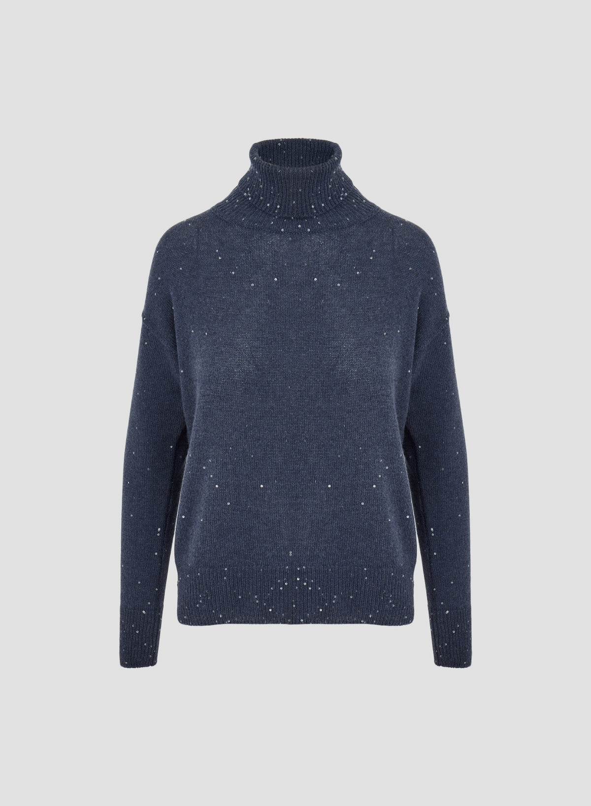 WOOL, CASHMERE AND SILK TURTLENECK SWEATER WITH SEQUINS