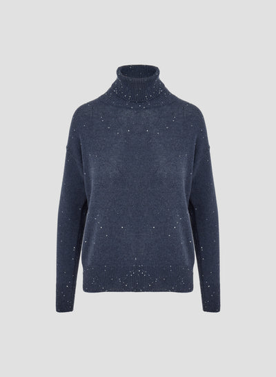 WOOL, CASHMERE AND SILK TURTLENECK SWEATER WITH SEQUINS