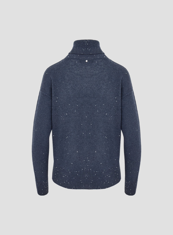 WOOL, CASHMERE AND SILK TURTLENECK SWEATER WITH SEQUINS