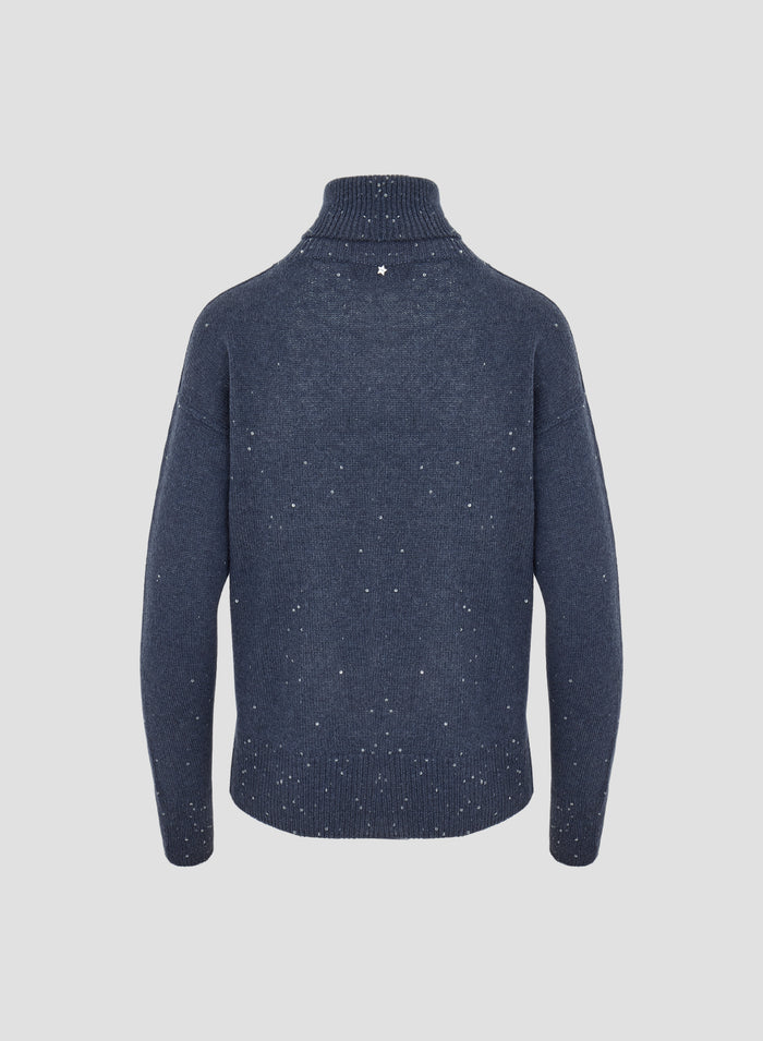 WOOL, CASHMERE AND SILK TURTLENECK SWEATER WITH SEQUINS
