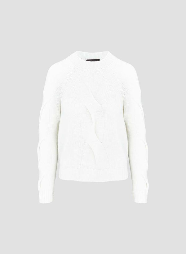 MAGLIA IN CASHMERE CON TRECCIA ICONICA PIATTA