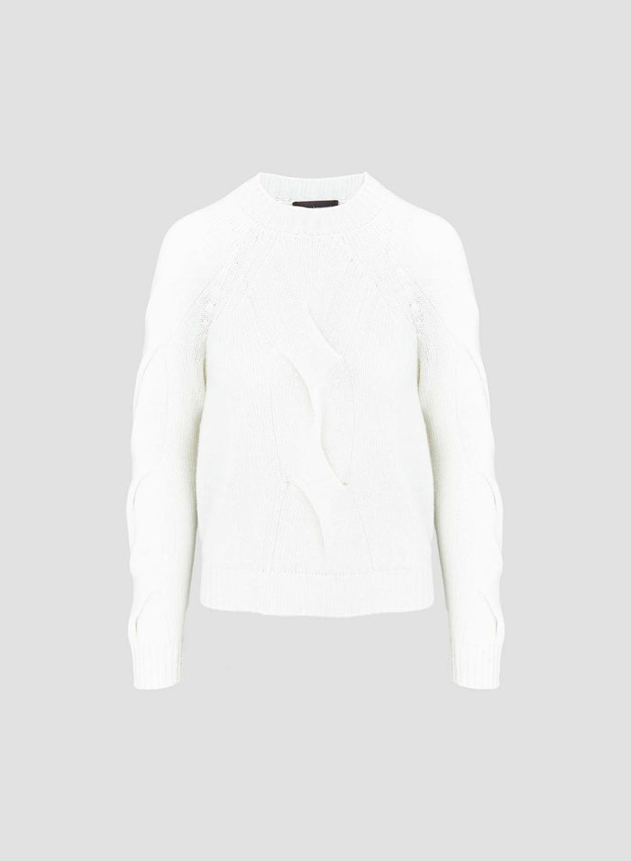 MAGLIA IN CASHMERE CON TRECCIA ICONICA PIATTA