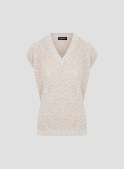 WOOL, SILK AND CASHMERE VEST WITH FUR EFFECT