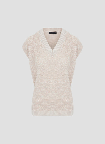 WOOL, SILK AND CASHMERE VEST WITH FUR EFFECT